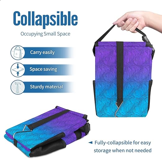 Car Trash Can with Lid & Multiple Pockets ,Foldable Vehicle Garbage Bin Waterproof & Leak Proof Automotive Garbage Cans Car Accessories for Women Men Road Trip Essentials Purple Blue Gradient