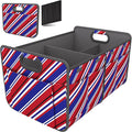 Homeve Trunk Organizer, Car Storage, Reinforced Handles, Collapsible Multi-Compartment Car Organizers, Foldable, Waterproof, 600D Oxford Polyester (Red Blue Twill, 2 Compart)