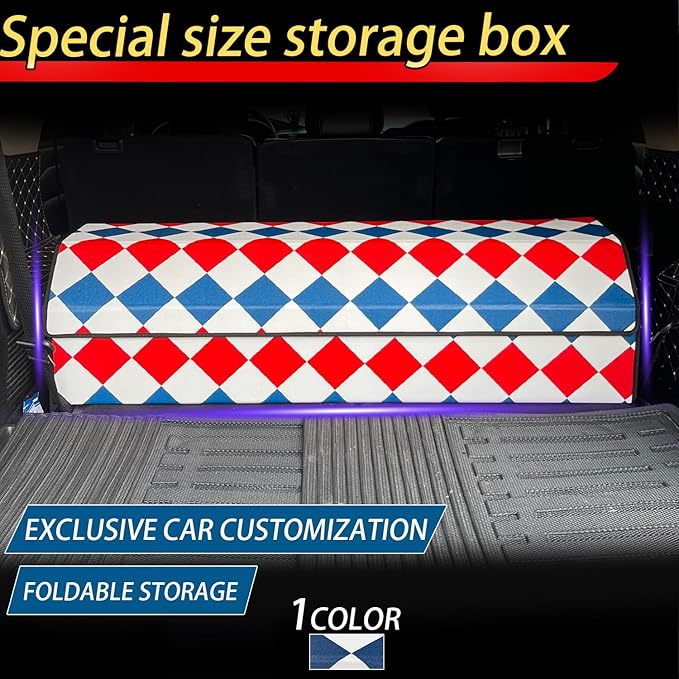 Car Trunk Organizer For Toyota Venza 2021-2024 - Custom Fit,Large Space Outdoor Trunk Organizer with Leather,Red, white and blue,Adjustable Partition Design,For Lexus GX 550 2024-2025