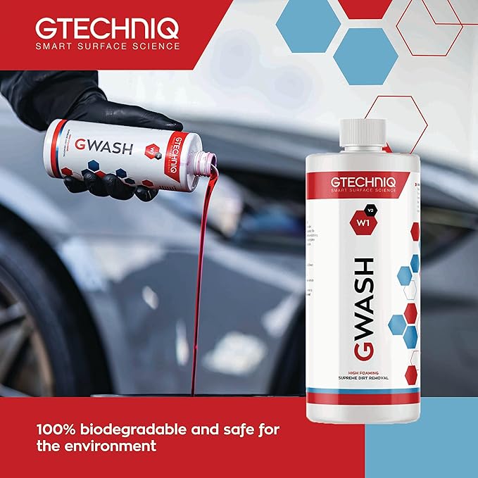GTECHNIQ W1 GWash - High Foam Content; Breaks Bond Between Dirt Film and Paintwork; Lubricates for Minimal Surface Abrasion; Maximum Gloss Retention; Reduced Micro Scratching (5 Liters)