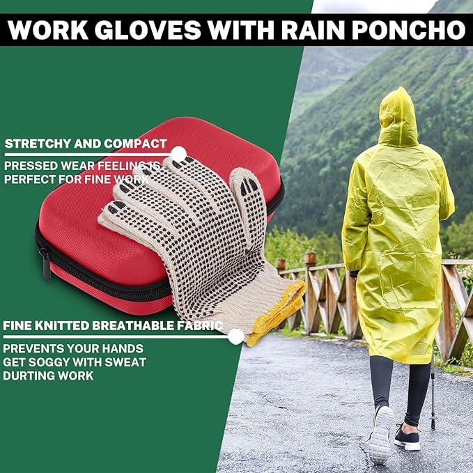 Car Roadside Emergency Kit with Battery Jumper Cables,Car Accessories for Men or Women,Automotive Safety Kit for Car,Vehicle, Truck or SUV,Gifts for Men or Him,Red