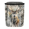 Camo Deer Car Trash Can with Lid USA Flag Car Garage Bag Automotive Garbage Can Reusable Auto Accessories Interior Organizer with Adjustable Straps