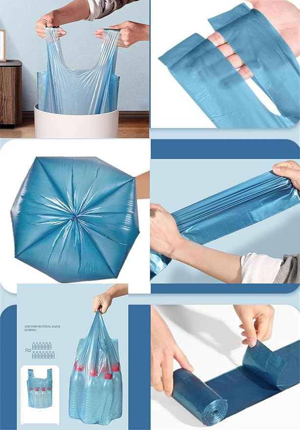 100pcs Small Trash Bags 17.82x24.8 inch for Bathroom, Office, Kitchen,Bedroom Waste Bin 1.1 Mil Thick Garbage Bags Separated Unscented Strong Rubbish Bags (Blue, 100 Counts)