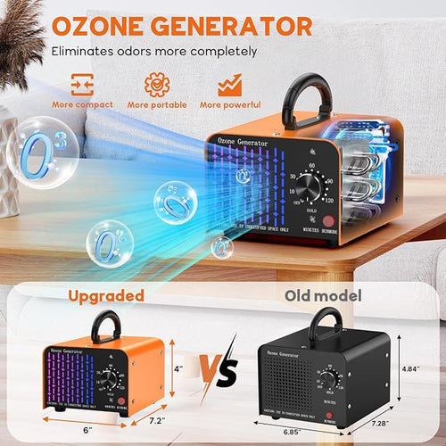 0zone Generator 80000mg - O3 Air Purifier for Home & Car, Ozone Machine Odor Removal for Smoke & Pet (Orange)