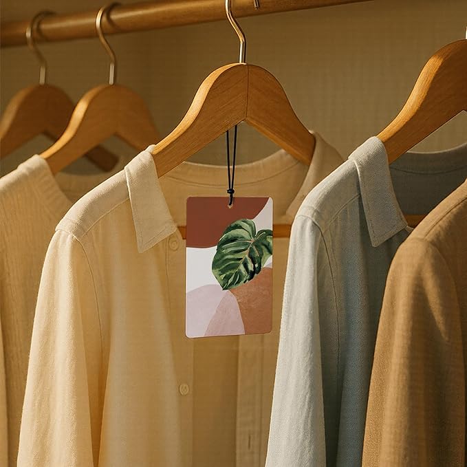 Boho Modern Botanical Car Air Freshener 4 Pcs, Minimalist Terracotta Tropical Plant Leaves Air Freshener Hanging for Cars Books Closet Drawer, Girly Car Accessories for Women