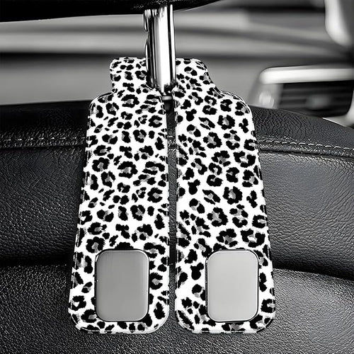 1 Pack Car Seat Headrest Hooks for Purses Abstract Black and Grey Leopard Bag Purse Holder for Car with Double Metal Hooks Car Purse Hanger Hanging Accessories