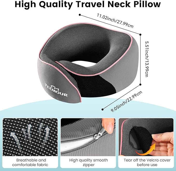 Travel Neck Pillow Airplane- Stocking Stuffers Upgraded 360° Support Travel Pillows for Airplanes, with Eye Mask & Earplugs, Portable Carry Bag for Long Flights, Business Trip|Travel Essentials
