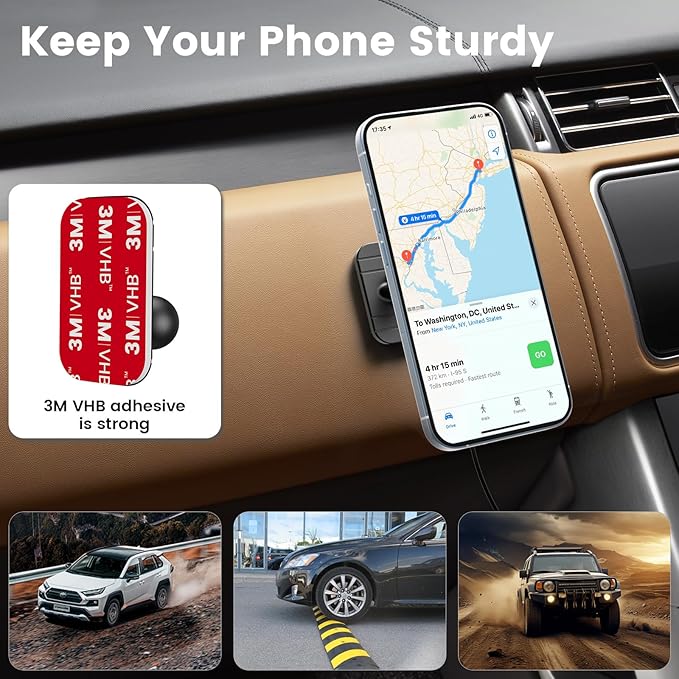 OHLPRO for MagSafe Car Mount Charger iPhone Wireless Car Charger, Stick on Dashboard Magnetic Phone Holder Mount for iPhone 17 Pro Plus Max 16 15 14 13 12 Series, 15W Fast Charging, Aluminum Shell