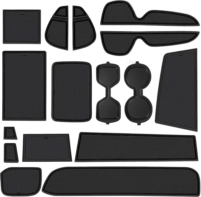 SENSHINE 3D Cup Holder Insert for Toyota Rav4 Accessories 2019-2023 2024 2025 Center Console Liner Door Pocket Mats Non-Slip Anti Dust Pad Premium Interior 16 Pcs (Black Trim)