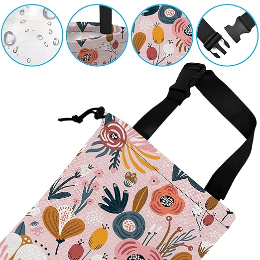 Car Trash Bag Creative Floral Car Garbage Bag Hanging Car Trash Can for Back Seat with Drawstring, Waterproof Garbage Bags for Car Accessories Vehicle Travelling Camping Outdoor