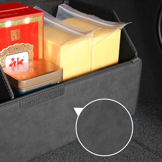 Trunk Organizer for Jeep Grand Cherokee 2021-2025 - Black Alcantara Leather Storage Box, Tailored Precision, Maximize Your Storage, Large Foldable Trunk Organizer Boxs with 3 Compartment