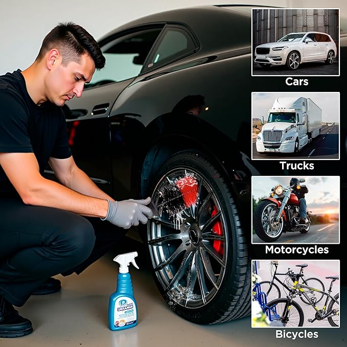 (Upgraded) TAKAVU Premium Wheel & Tire Brush, Long Bristle Detailing Brush for Effortless Rim & Tire Cleaning, Non-Slip Handle, Built-in Knuckle Guard, Deep Reach for Brake Dust & Dirt Removal (Red)