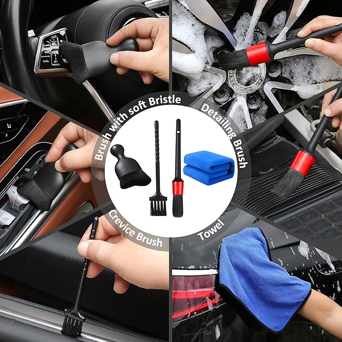 10pcs Windshield Cleaning Tool Inside Car Window Cleaner Wash Kit with 4 Reusable Microfiber Pads 1 Spray Bottle and Extendable Handle Interior Auto Glass Wiper Kit, Gray