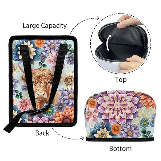 Highland Cow Car Trash Can Dahlia Dustbin Organizer Storage Bag for Most Car Van SUV Truck Sedan Auto Interior Accessory Decor Easy to Clean