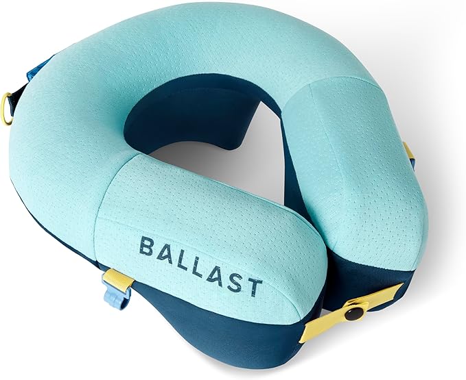 Ballast Travel Pillow PRO – Neck Pillow for Airplane, Compact Travel Pillow for Beach & Traveling, Enjoy Relaxation Wherever You Go (Tropical Blue)