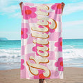JML Personalized Beach Towel with Name, Custom Flower Beach Towel, Customized Microfiber Pool Towel, Quick Dry & Absorbent Swim Towel for Adult,Anniversary, Birthday, Summer Holiday,Vacation