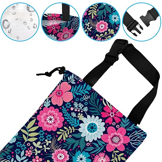 Car Trash Bag Hanging Tropical Flower Trash Can Waterproof Garbage Bag Hanging for Car Back Seat with Adjustable Straps and Drawstring for Car Accessories Vehicle Travelling