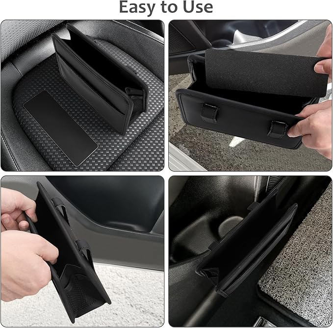 Accmor Collapsible Car Trash Can, Leather Vehicle Garbage Organizer Bin Holder with One Roll Trash Bag, Foldable Hanging Mini Cars Storage Bag Container for Auto, SUV (Black)