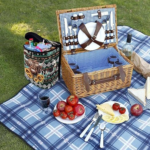 Highland Cow Car Trash Bag Southwest Aztec Car Trash Interior Accessories for Back Seat Headrest Sunflower Car Trash Bin Hanging Trash Bag for Car Garbage Can