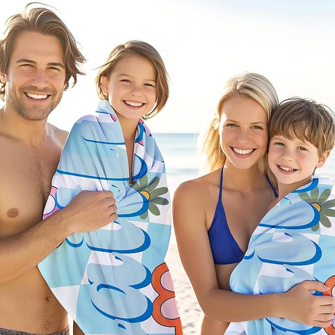 JML Personalized Beach Towel with Name, Custom Flower Beach Towel, Customized Microfiber Pool Towel, Quick Dry & Absorbent Swim Towel for Adult,Anniversary, Birthday, Summer Holiday,Vacation