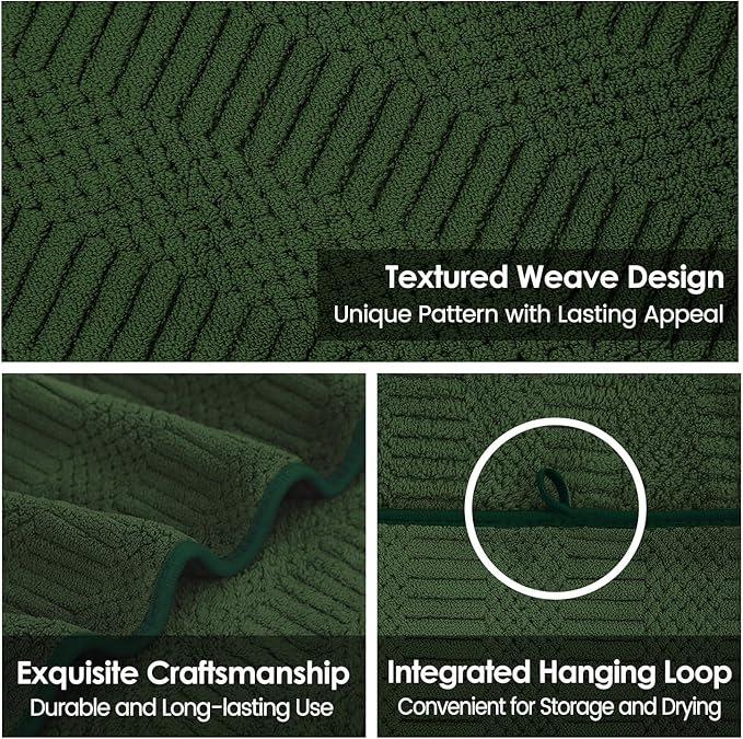 JML Microfiber Bath Towels, Large Bathroom Towel for Adult, Pack of 2, 30" x 60", Soft, Super Absorbent and Fast Drying, Use for Hair Wrap, Sport, Fitness, Yoga, Diamond Cross Grid Olive-Green
