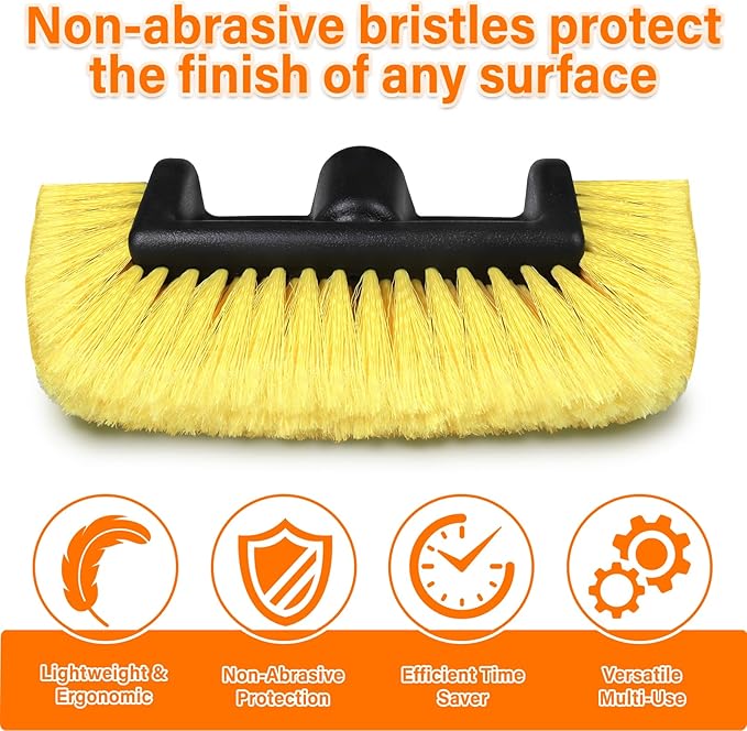 12FT Car Wash Brush with Extension Pole - Telescoping Long Handle Cleaning Tool with Non-Scratch Soft Bristles - Heavy Duty Aluminum Pole for RV, Truck, Boat, Solar Panels & High Windows