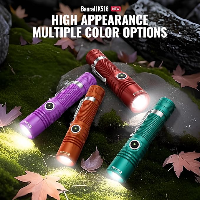 Banral Rechargeable Tactical Flashlights, High Lumens Small Mini USB-C LED Flashlight, Compact EDC Flash Light, 4 Modes&Memory Function, Waterproof Pocket Lights for Home,Camping,Emergency (1, Red)