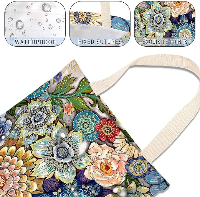 Boho Floral Car Trash Bags - Hanging, One-handed Strap, Cute Printed, Small Garbage Bags for Car Back Seat Accessories