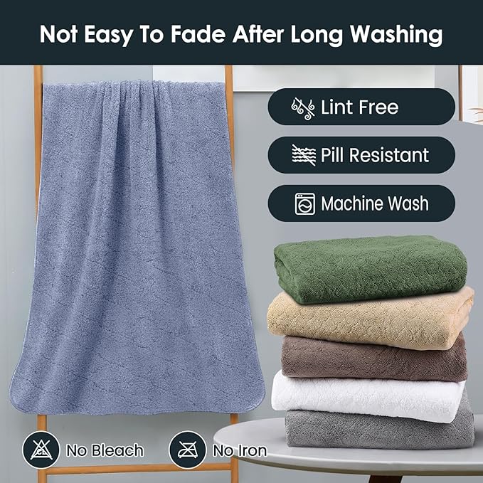 JML Microfiber Bath Towels, Ultra Soft, Super Absorbent, Fast Drying, No Fading, Large Body Towel Set for Shower, Gym, Suana, Sport, Travel, Fitness, SPA,Yoga (Coral Fleece Blue, 30 in x 60 in)