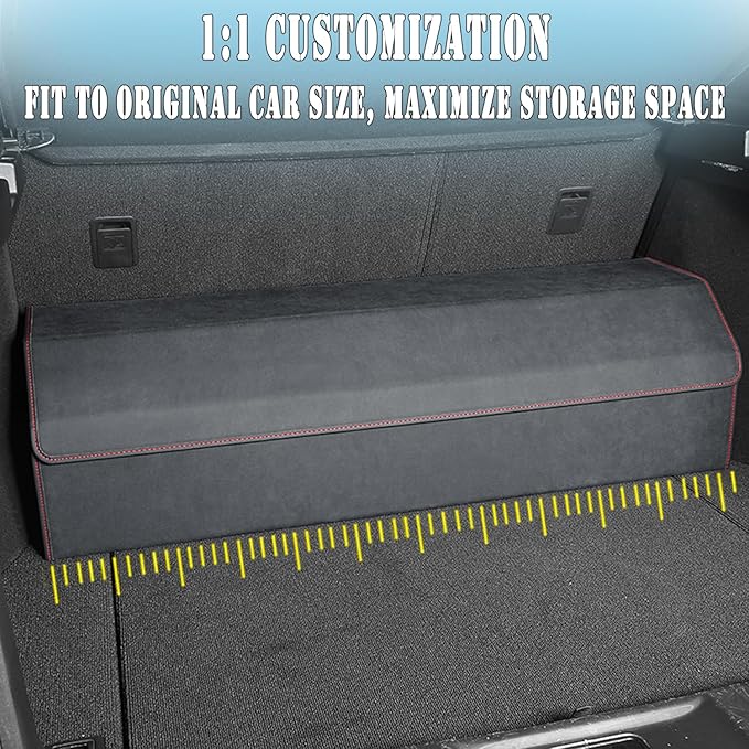 Trunk Organizer for Jeep Grand Cherokee 2021-2025 - Black Alcantara Leather Storage Box, Tailored Precision, Maximize Your Storage, Large Foldable Trunk Organizer Boxs with 3 Compartment