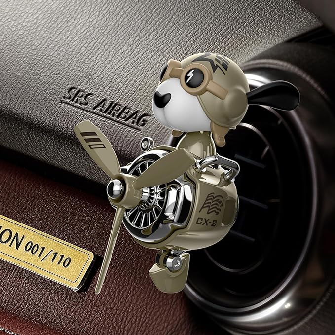 Pilot Car Air Freshener, Cute Dog Car Vent Clip Air Freshener Automotive Air Outlet Fan Diffuser, Automotive Interiors Vent Decoration (Shake Head Style - Dog)