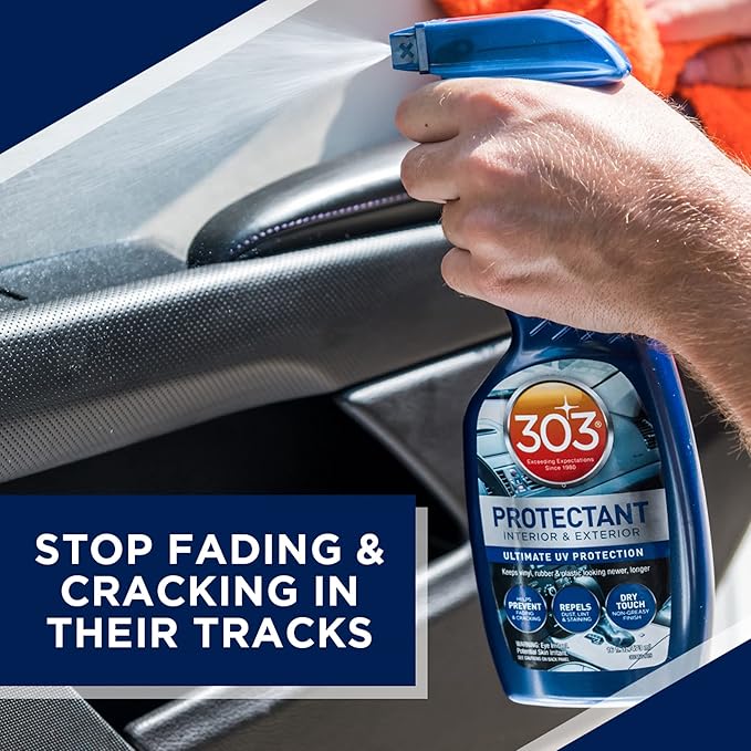 303 Products Automotive Protectant Spray - Helps Prevent Fading & Cracking, Repels Dust, Lint & Staining, Superior UV Protection & Restores Lost Color, Exterior & Interior Car Cleaning Supplies 16oz