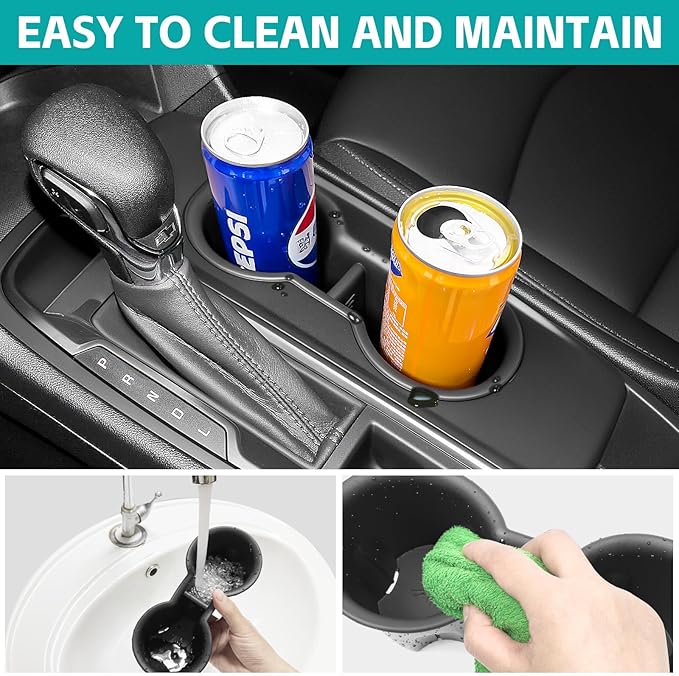 Cup Holder Organizer Compatible with 2018-2024 Chevy Equinox Accessories, Noise-Free Water & Dust Proof TPE Insert Console Drink Holder Protector for 2018-2024 Chevrolet Equinox Accessories