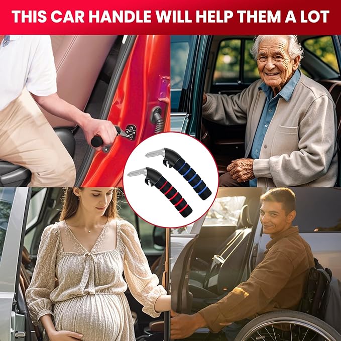 Car Door Handle for Elderly - Auto Grab Handles - Portable Bar Car Support Handle for Elderly & Seniors & Handicap Standing Mobility Safety Tip to Help Get Out（Blue and Red）