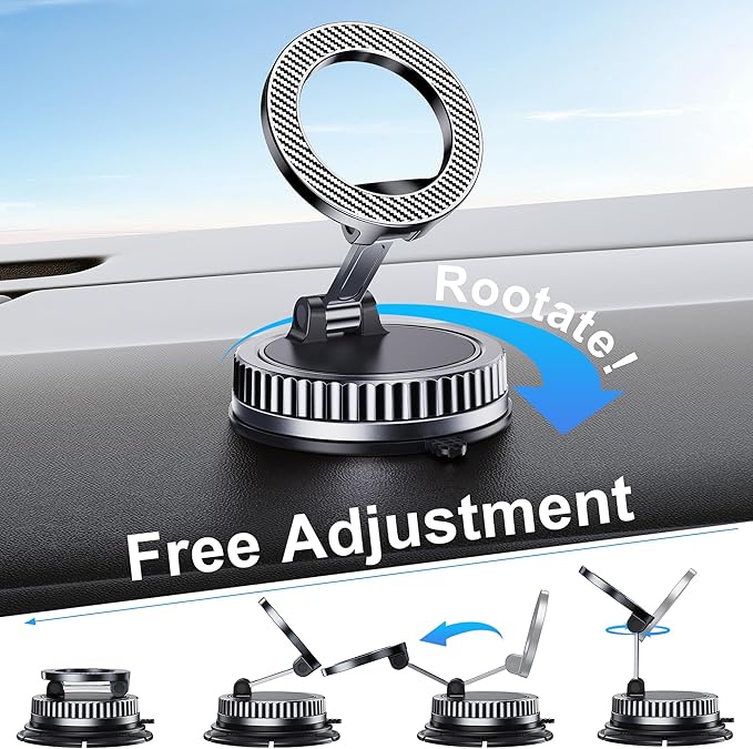 Car Phone Holder for Magsafe [2026 89+LBS Suction & 3700gf Magnetic] 360° Adjustable Cell Phone car Mount, Phone Holders for Your Car Accessories for iPhone 17 16 15 14 13 12 Pro Plus Max Air
