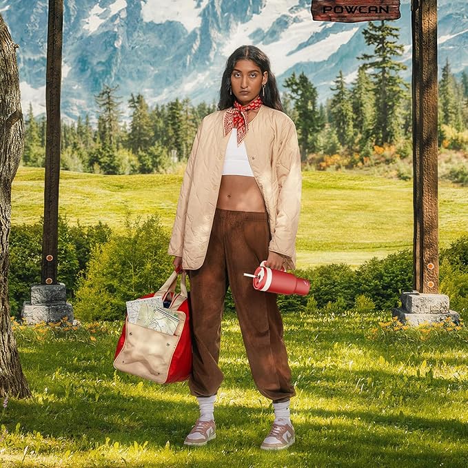 POWCAN 40 oz Tumbler with Handle, 2-in-1 Straw and Sip Lid, Leakproof, Dishwasher Safe, Insulated Stainless Steel Travel Coffee Mug, Keeps Cold for 34 Hours, Fits in Car Cup Holder (Agave)