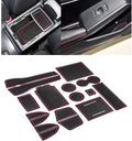 SENSHINE for Honda Civic Accessories 2022 2023 2024 2025 2026 11th Gen Sedan Cup Holder Insert Center Console Liner Door Slot Mats Pad Coaster Trim Premium Rubber Custom Interior 17PC Set (Pink Trim)