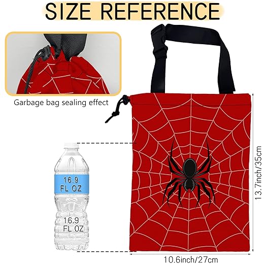 Spider Web Car Garbage Bag, Small Car Trash Bag Hanging,Drawstring Car Garbage Bag with Adjustable Buckle for Car Back Seat,SUVs,Camping,Road Trips