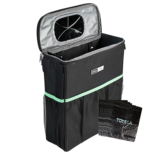 RoadBin™ Slim Leak & Odor Proof Car Trash Can. Fits & Stays Upright. Large-Capacity 2.5 Gallon Bin, 4" Design – Portable, Foldable Garbage Can for Car, Truck, SUV, Van & Outdoors