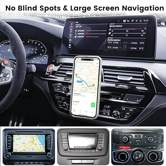 OHLPRO for 15W MagSafe Car Mount Charger for iPhone 17, Fast Wireless Charging, Magnetic CD Slot Holder with 3M Adhesive Base for Dashboard, Aluminum Shell, Compatible with iPhone 16 15 14 13 Series