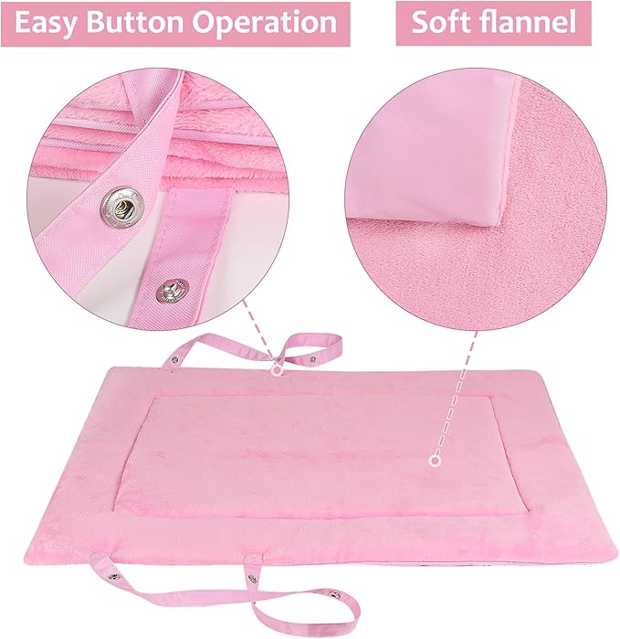 Catalonia Classic Waterproof Dog Mat, Portable Reversible Pet Travel Mat, Pet Cushion Pad with Handle for Small Medium Dogs Cats, Indoor or Outdoor, 80 x 60 cm, Pink