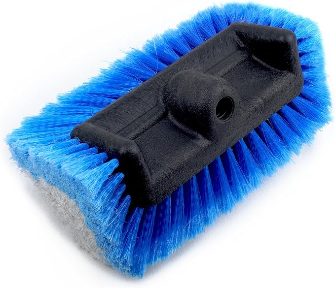 10" Car Wash Brush 5-Sided Head with Soft Detailing Bristle for Cleaning Exterior, Wash Equipment for Truck, SUV, RV, Camper, Deck Boat, Van, Home Washing, Two-in-one Colors: Blue and Gray.