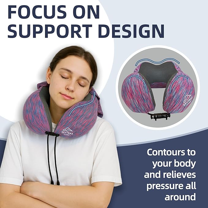 Travel Pillow with Extra Large Hood for Airplane Long Flights Privacy and Comfort Memory Foam with Skin-Friendly Cover for Road Trip Head&Neck Support for Plane Office Cars Sleeping & Rest(Colorful)