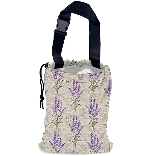 Lavender Flower Car Trash Bag,Hanging Drawstring Car Garbage Bag,Waterproof Canvas Car Back Seat Organizer with Adjustable Buckle,for Vehicles,SUVs,Camping,Road Trips