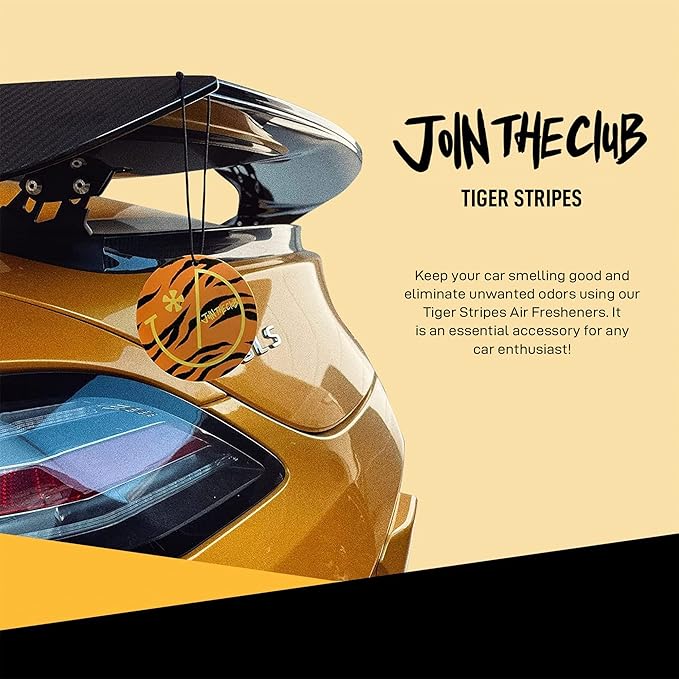 Join The Club 6-Pack Tiger Stripes Air Freshener with Natural Essential Oils for Aromatherapy - The Gentlemen's Choice - Luxurious Scent - Ideal for Car Accessories & Small Spaces