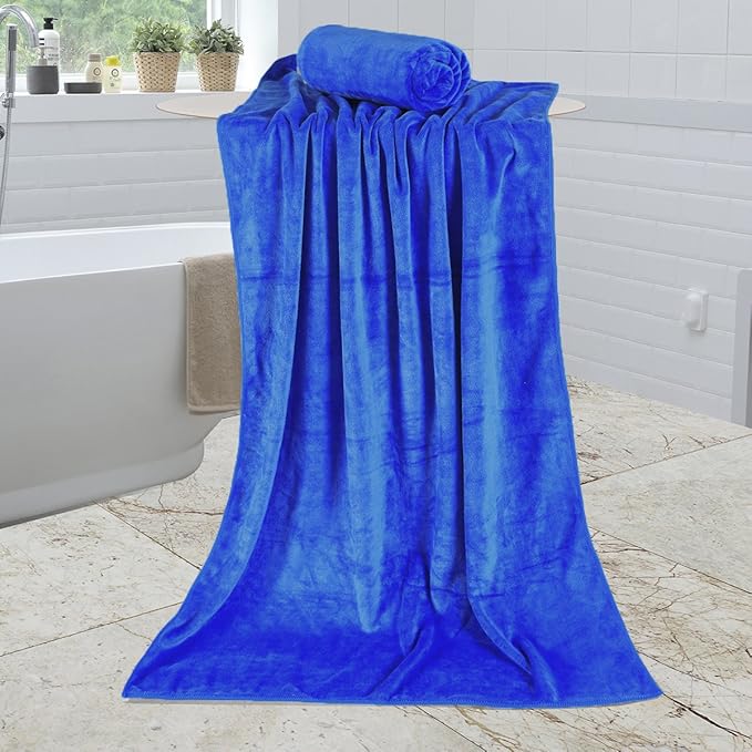 JML Large Bath Towels 30 x 60 Inches, Microfiber Body Towel Set for Adult, 2 Pack - Soft Absorbent, Quick Dry, Perfect for Bathroom,Hotel,Gym, Yoga, Swimming, SPA, Fitness, Sport, Dark Blue
