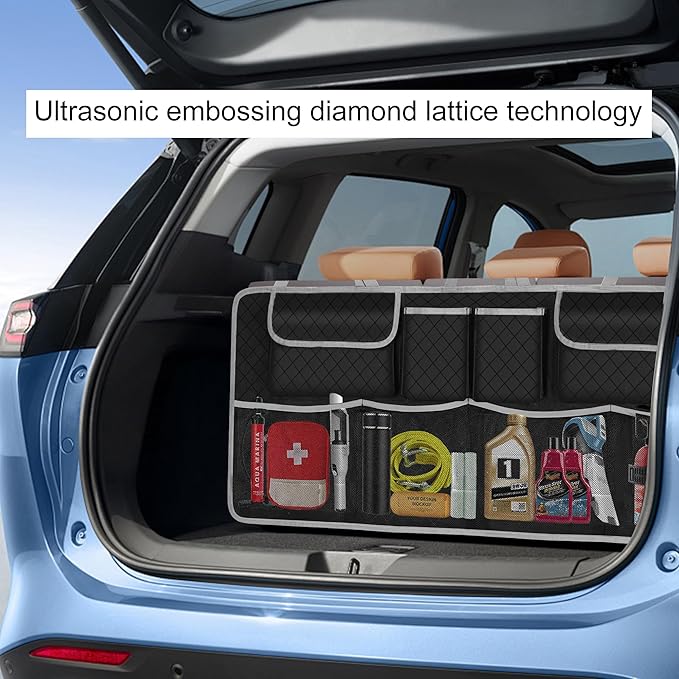 Car Trunk Organizer and Storage, Large Capacity Backseat Hanging Storage Accessories, Backseat Car Organizer for SUV/MPV/Truck (Gray)