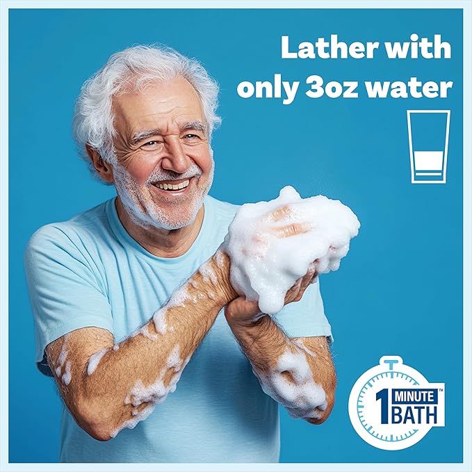 Scrubzz Disposable No Rinse Bathing Wipes for Senstive Skin - 25 Pack - All-in-1 Single Use Shower Wipes, Simply Dampen, Lather, and Dry Without Shampoo or Rinsing (Sensitive Skin, 1-Pack)