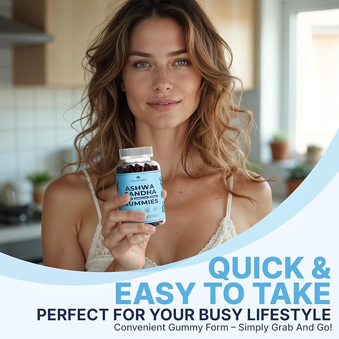 TrueSeaMoss Sea Moss Gummies with Ashwagandha, Burdock Root & Bladderwrack – for Adults & Kids 4+, Fruity Flavor – 60 Gummies