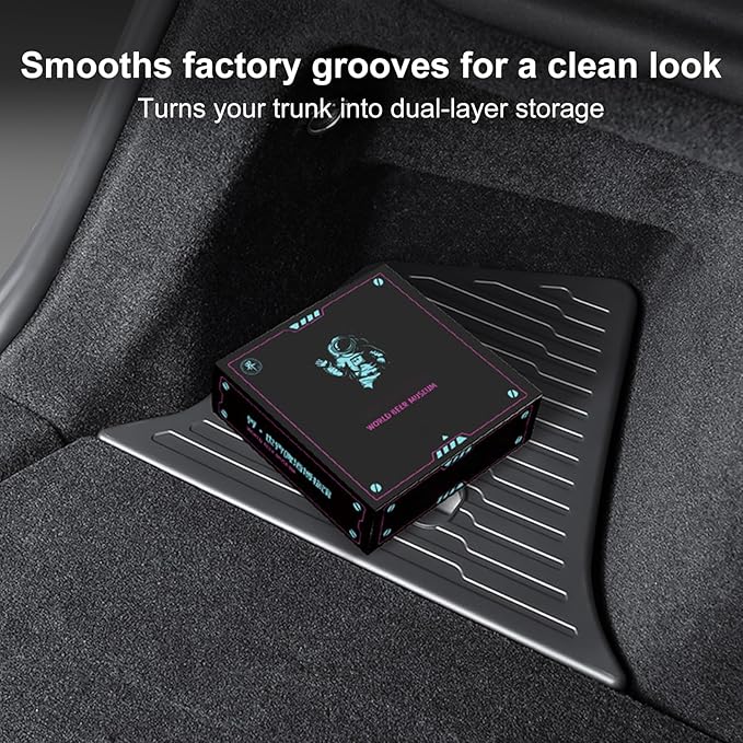 2Pcs Trunk Storage Bins for Juniper TPE Trunk Side Storage Boxes with Lids for Model Y Juniper (2025.03+)